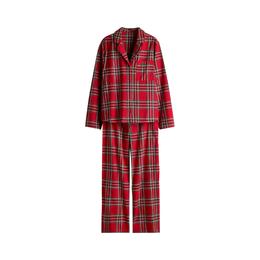 女士法兰绒棉质家居服套装 